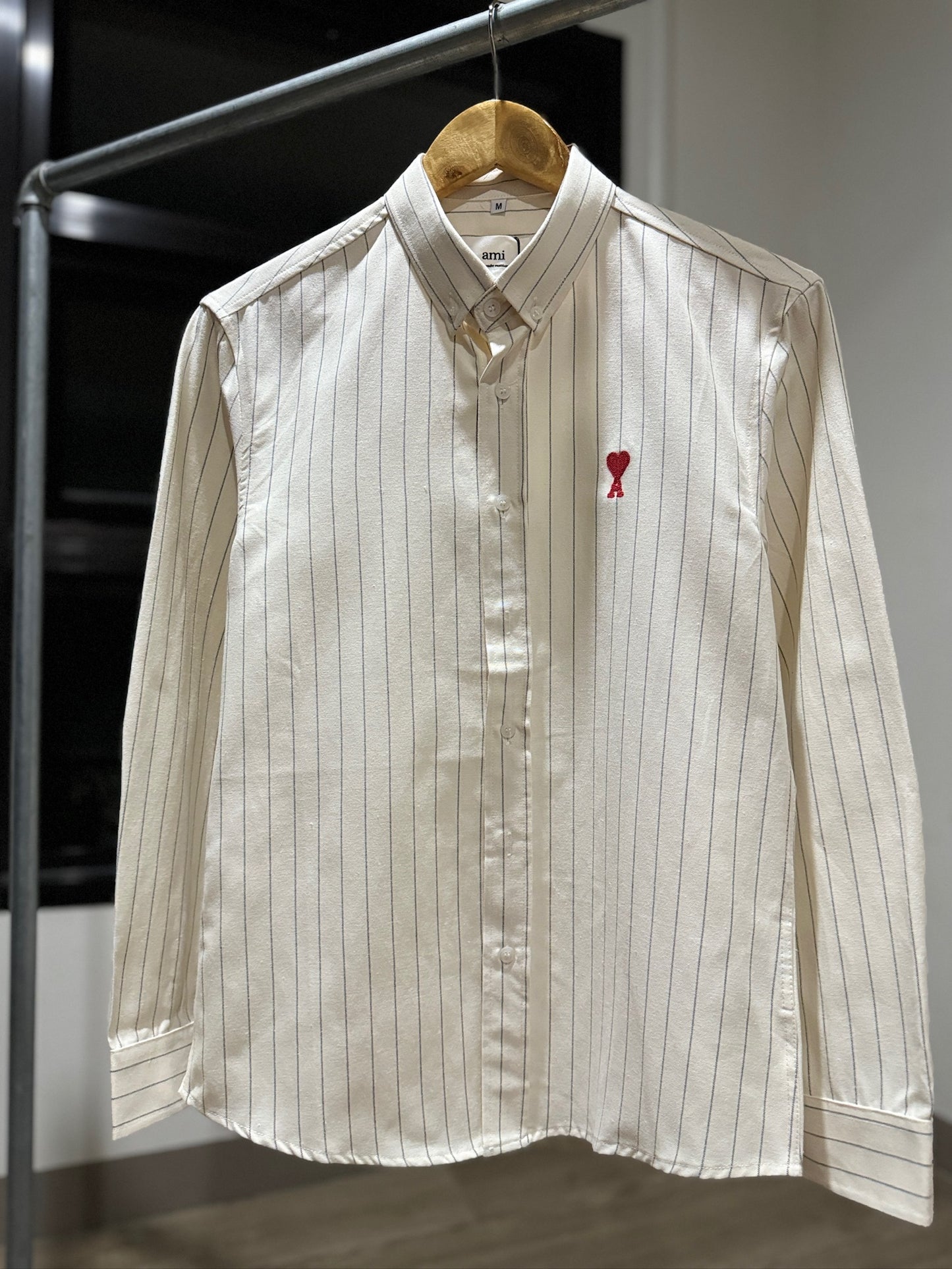 AMI Paris Stripe Long-sleeve Button Down (Oxford/White)