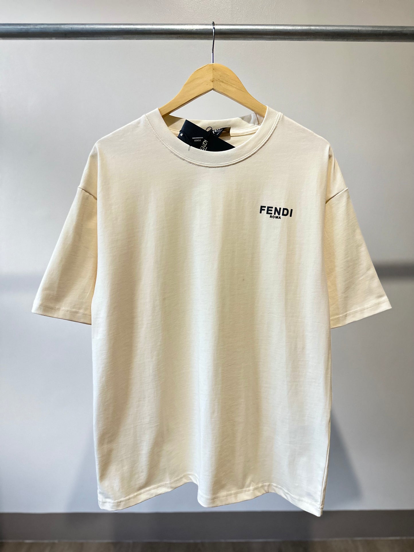 Fendi Roma Cotton T-Shirt (Cream/Apricot)