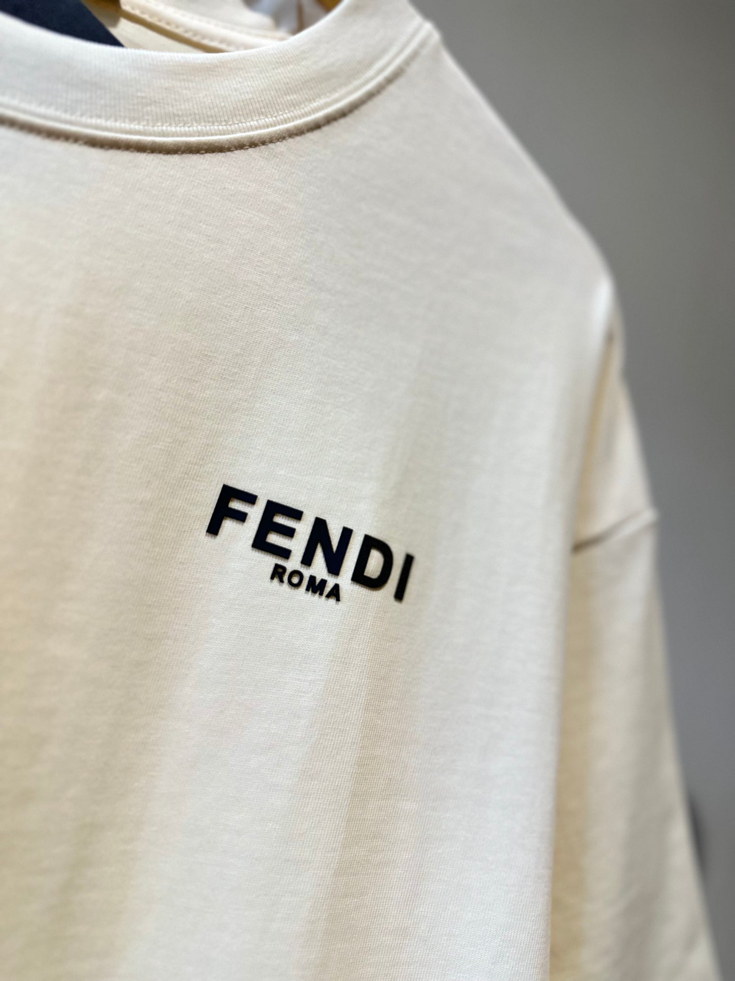 Fendi Roma Cotton T-Shirt (Cream/Apricot)