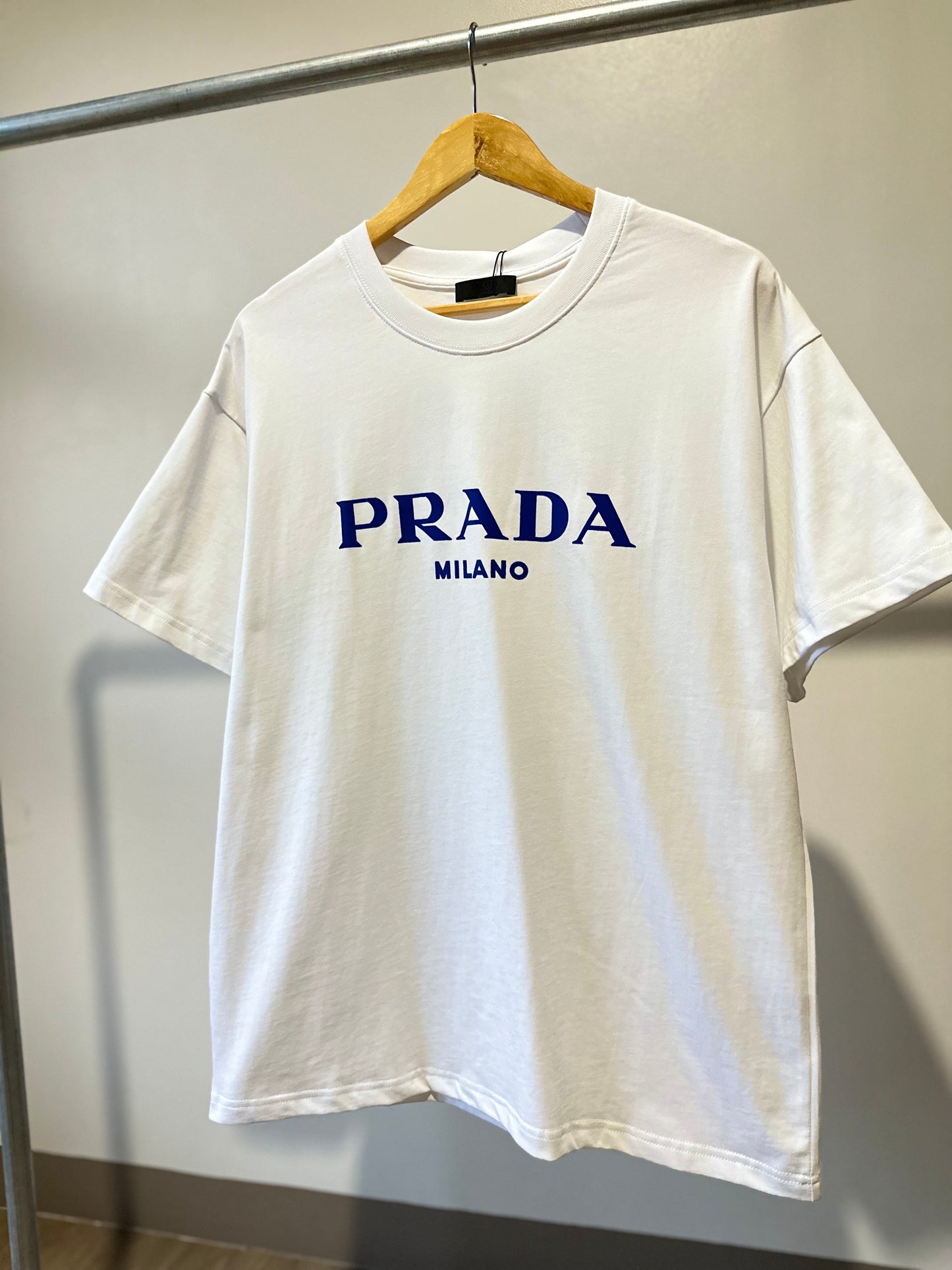 Prada Milano Cotton T-Shirt (White/Blue)