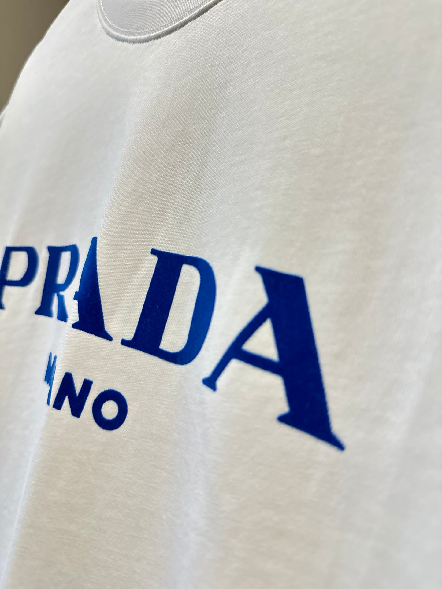 Prada Milano Cotton T-Shirt (White/Blue)