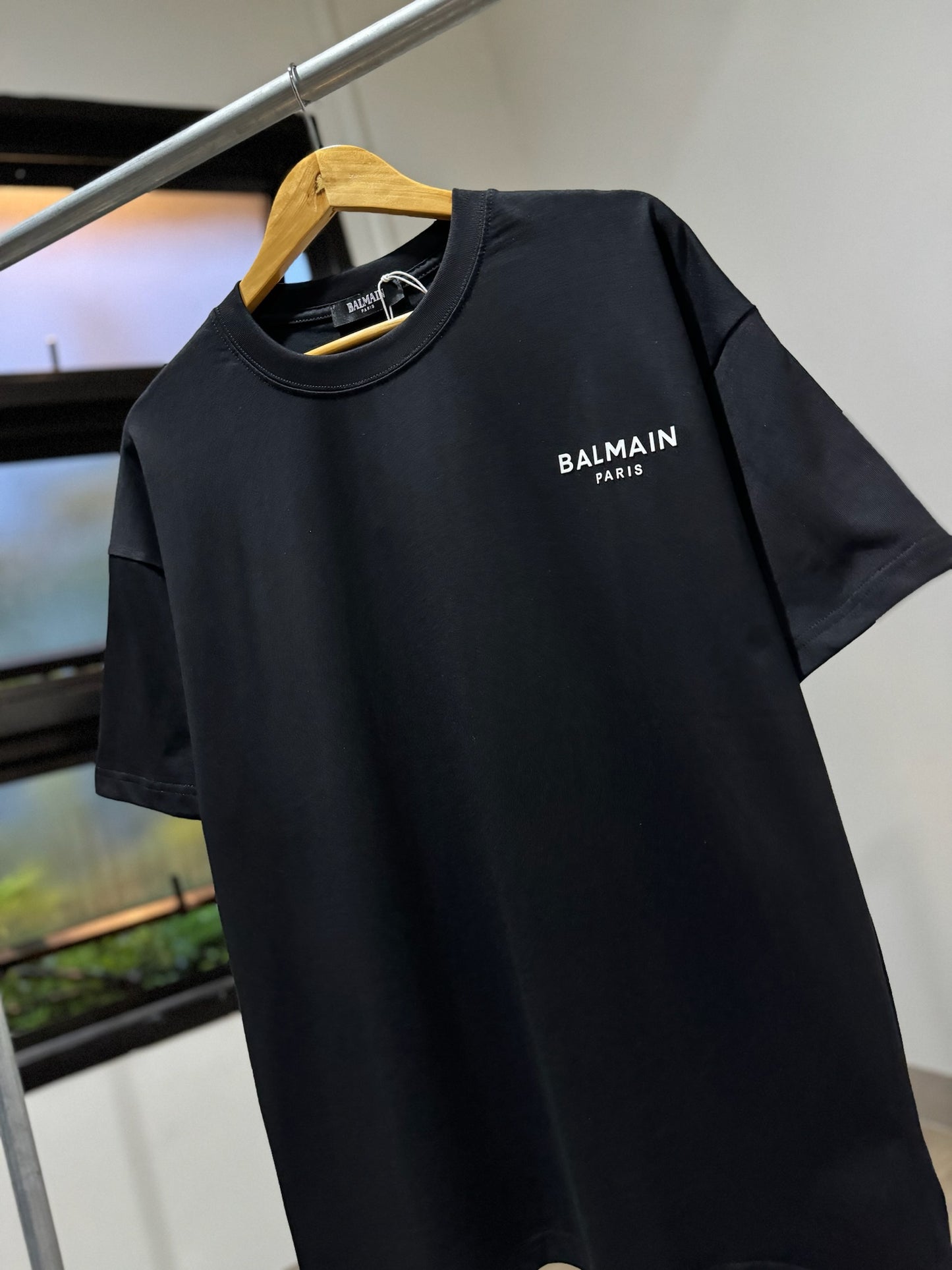 Balmain Flocked T-Shirt (Black)