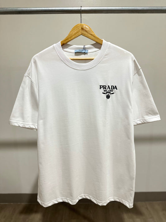 Prada Cotton T-Shirt (White/Embroidered)