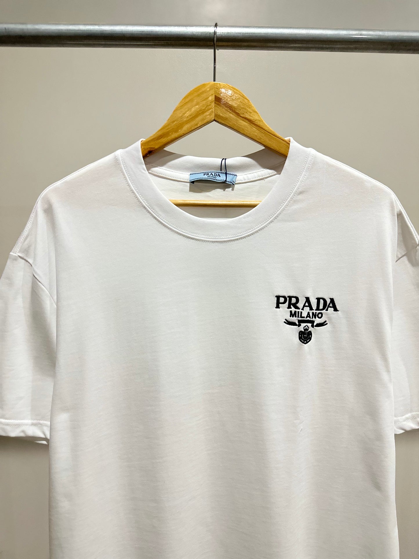 Prada Cotton T-Shirt (White/Embroidered)