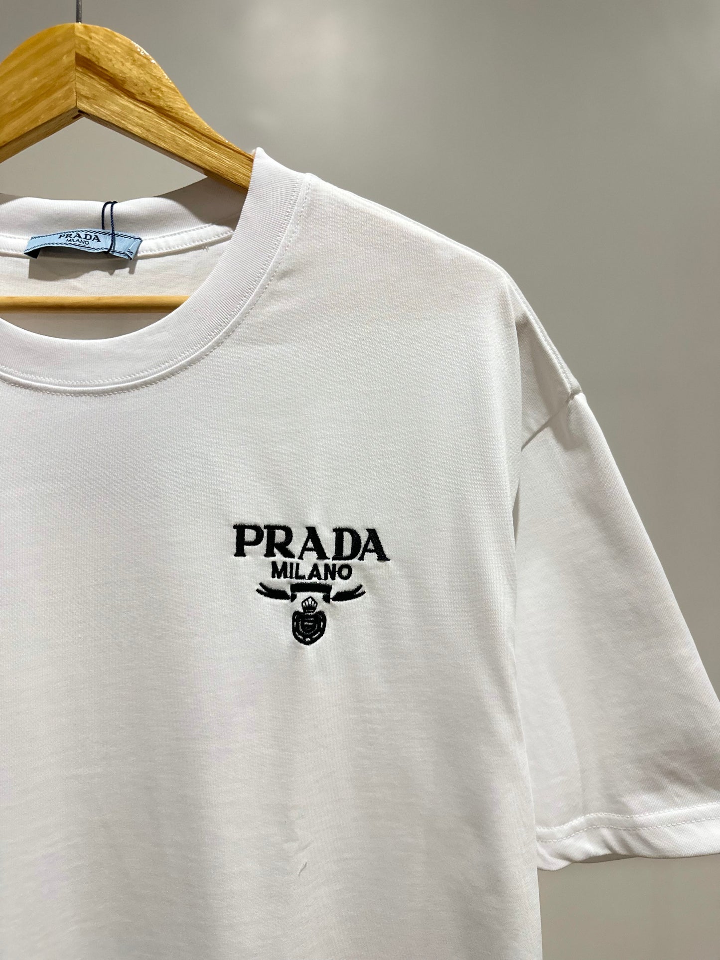 Prada Cotton T-Shirt (White/Embroidered)