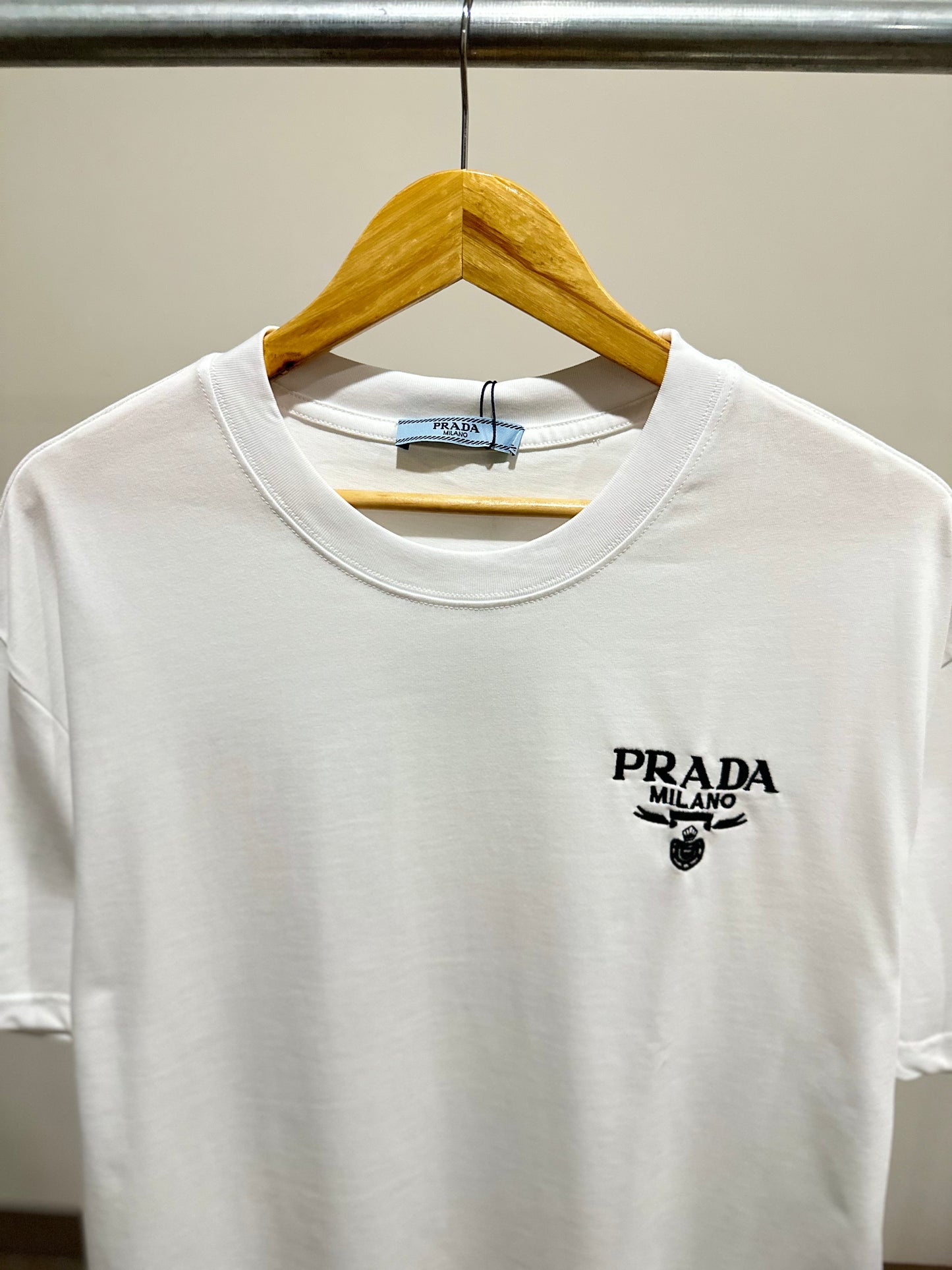 Prada Cotton T-Shirt (White/Embroidered)