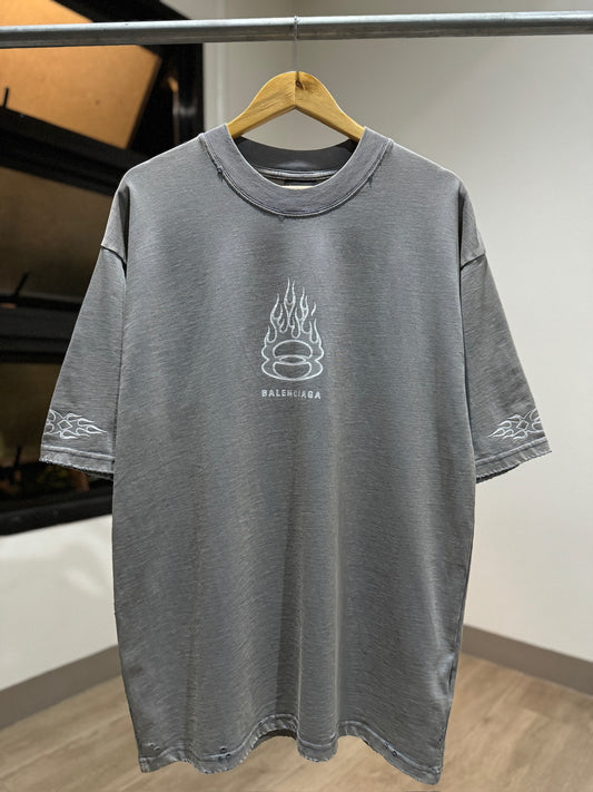 Balenciaga Burning Unity Oversized T-Shirt (Vintage Blue)