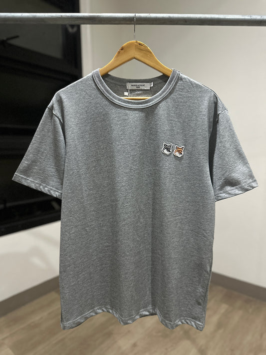 Maison Kitsune Double Fox Head Patch T-Shirt (Heather Gray)