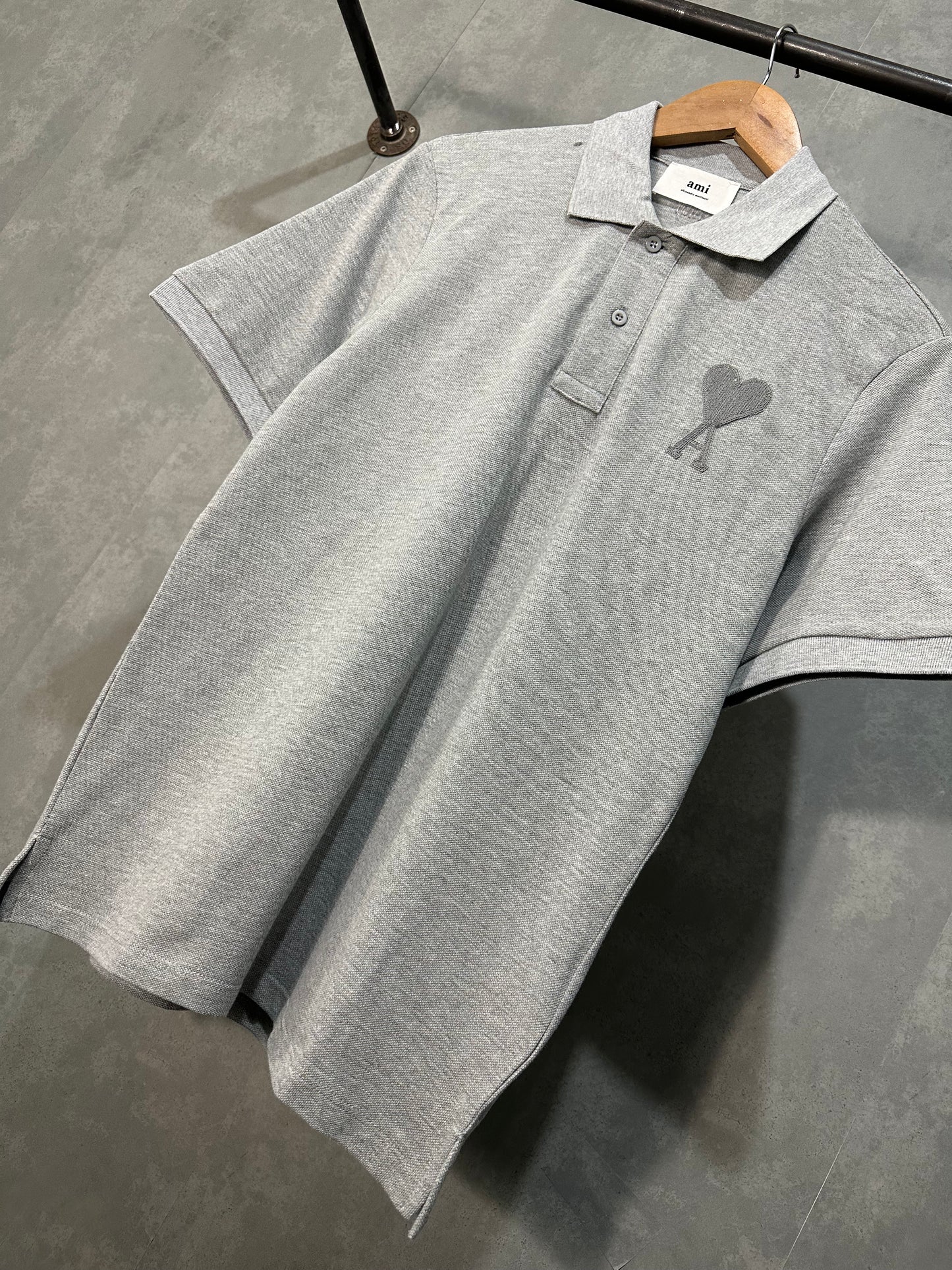AMI Paris Polo Shirt (Slim/Gray)