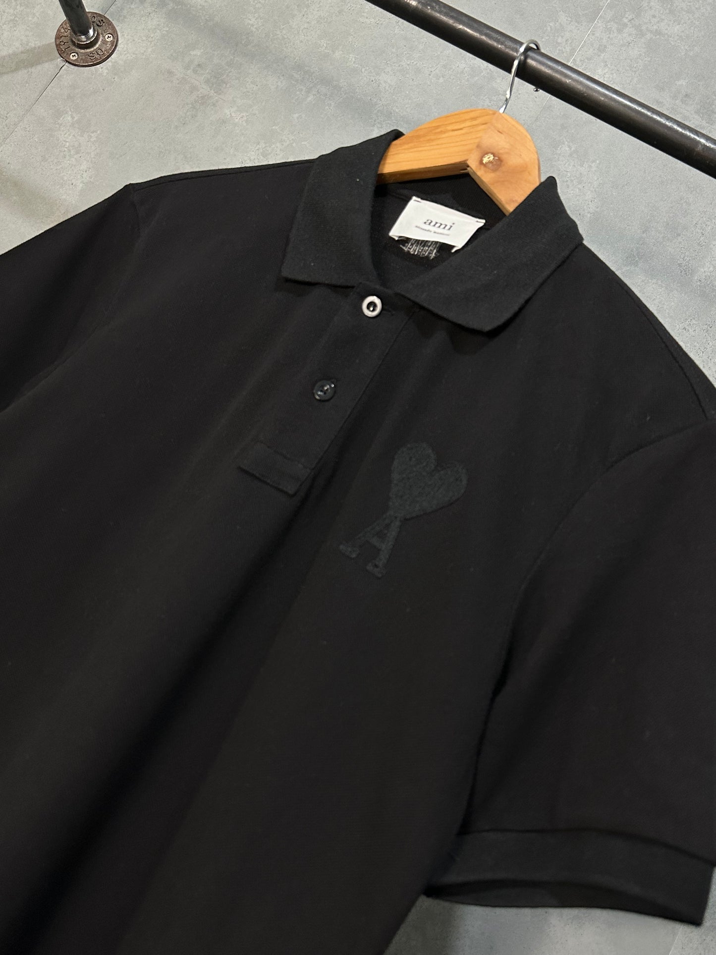 AMI Paris Polo Shirt (Slim/Black)