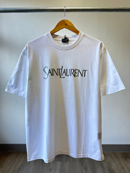 YSL Glittery Logo T-Shirt (White/Print)