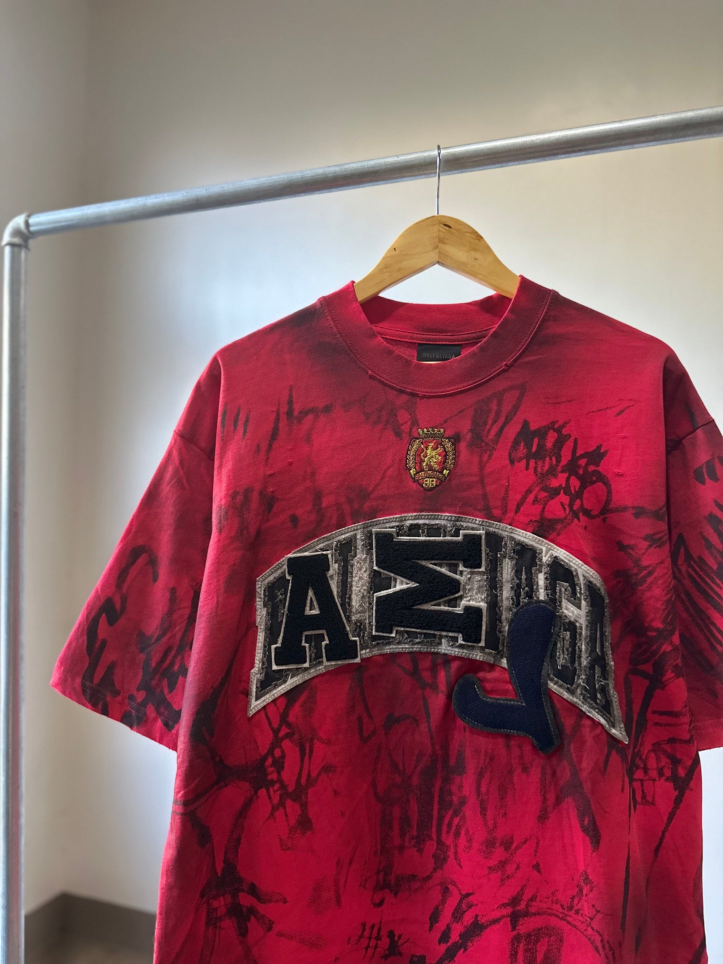 Balenciaga Skater Graffiti T-Shirt (Red)