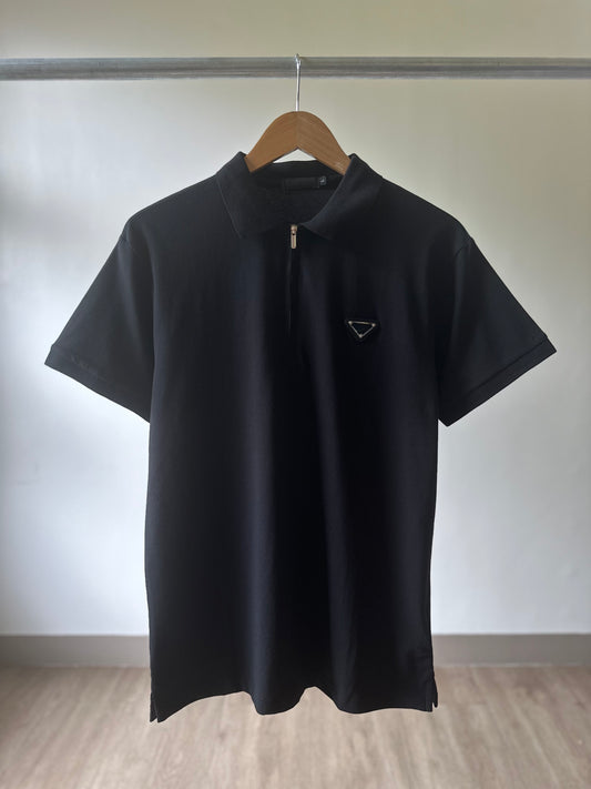 Prada Quarter Zip Polo Shirt (Black)