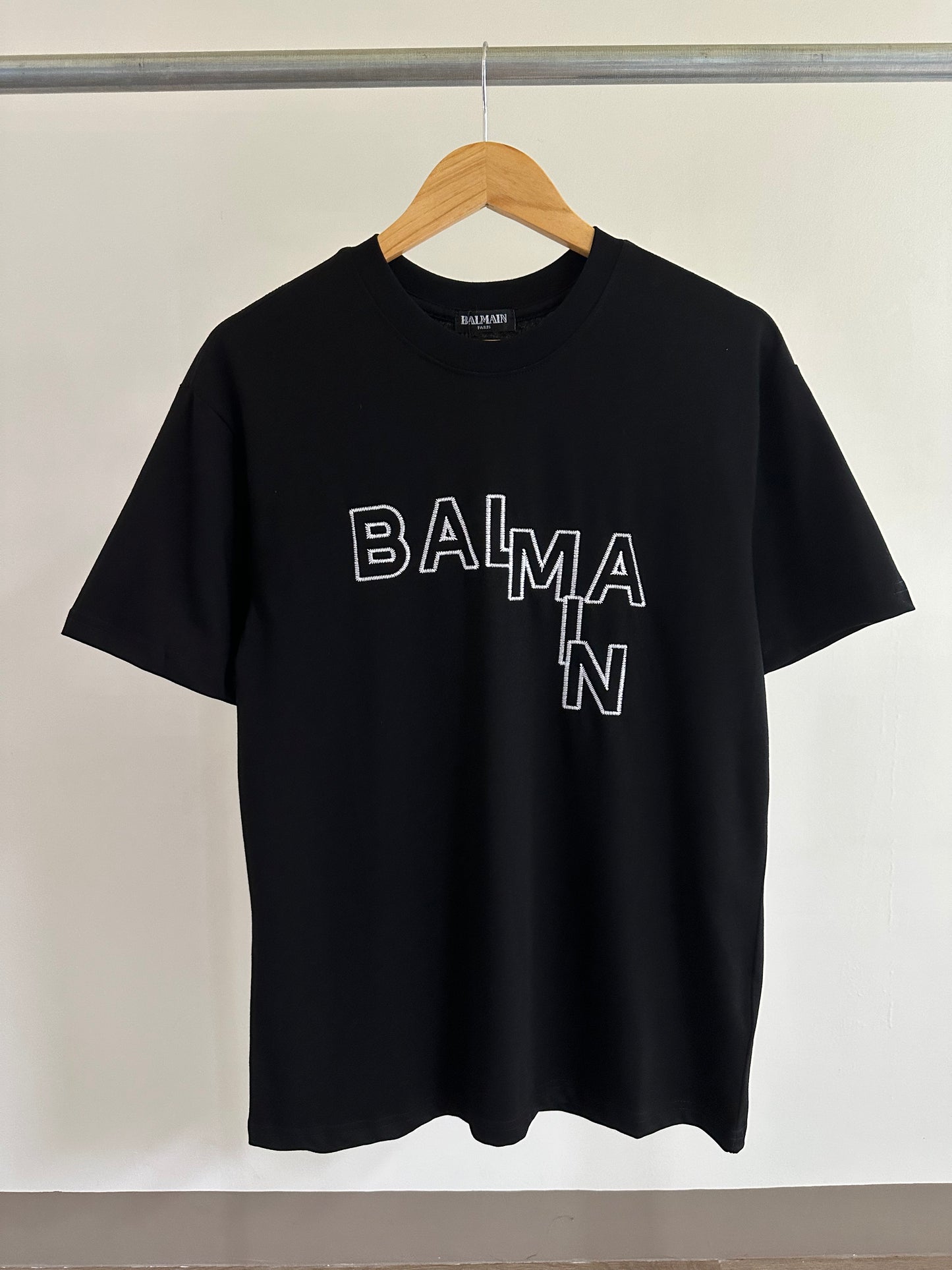 Balmain Stitched Logo T-Shirt (Black)