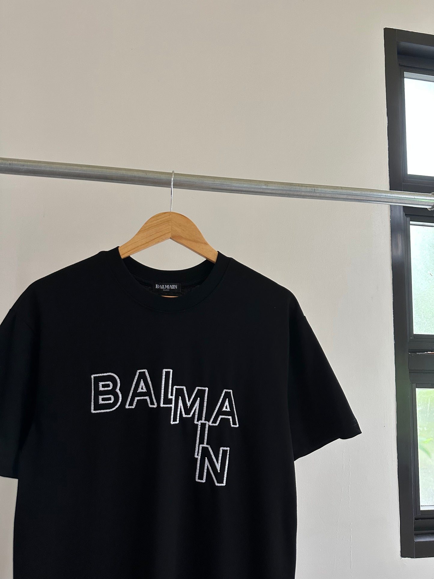 Balmain Stitched Logo T-Shirt (Black)