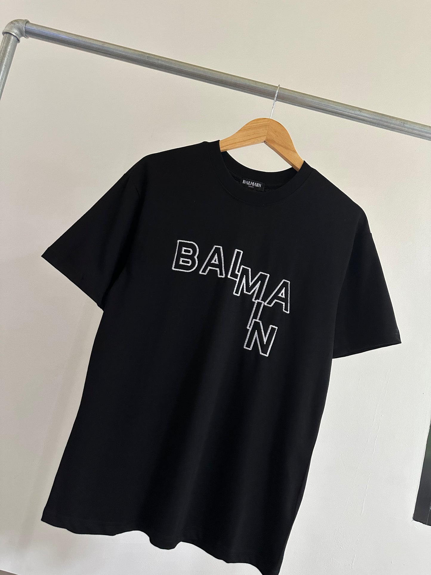 Balmain Stitched Logo T-Shirt (Black)