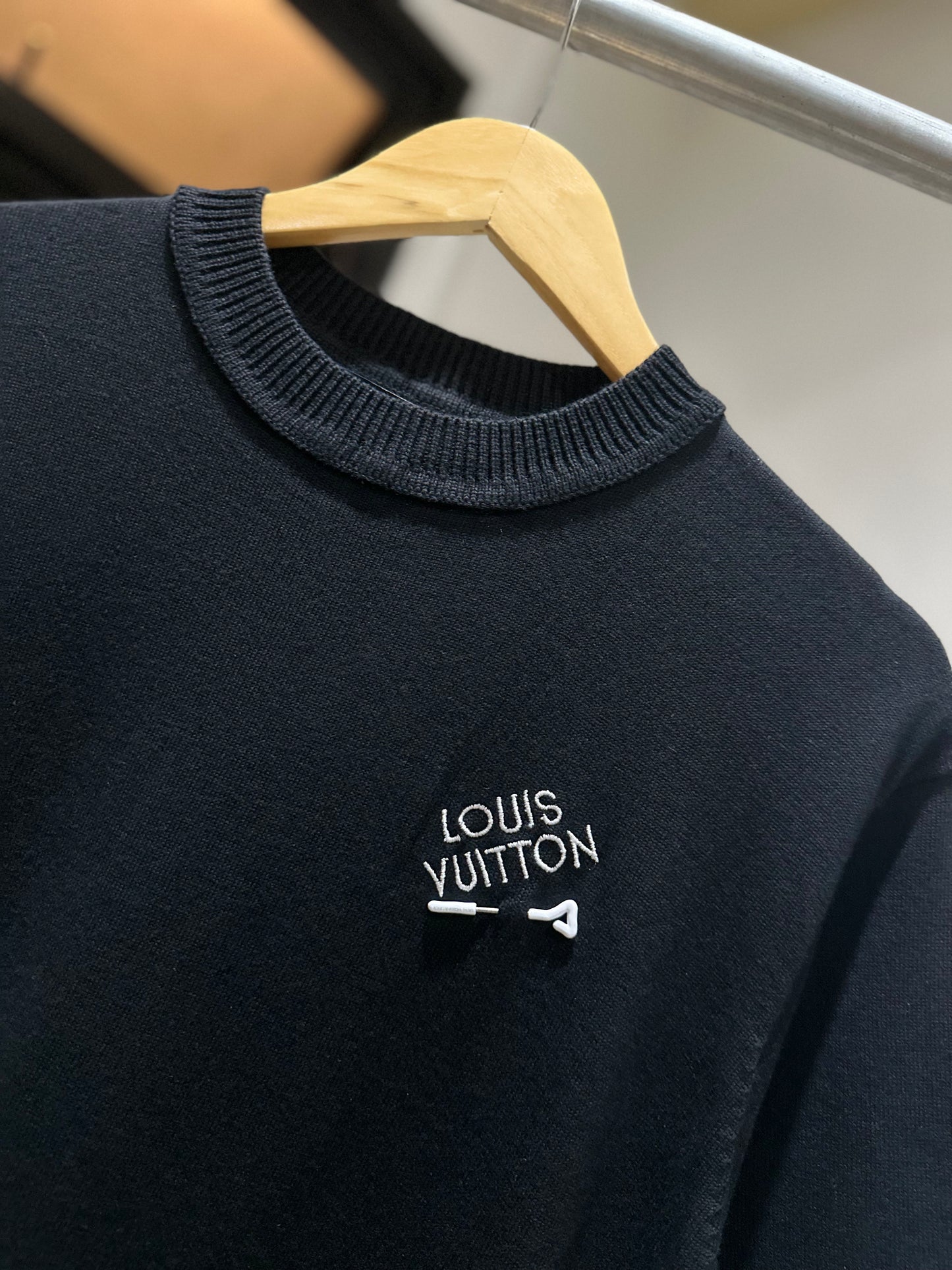 Louis Vuitton Signature Short-Sleeved Cotton Crewneck (Black)