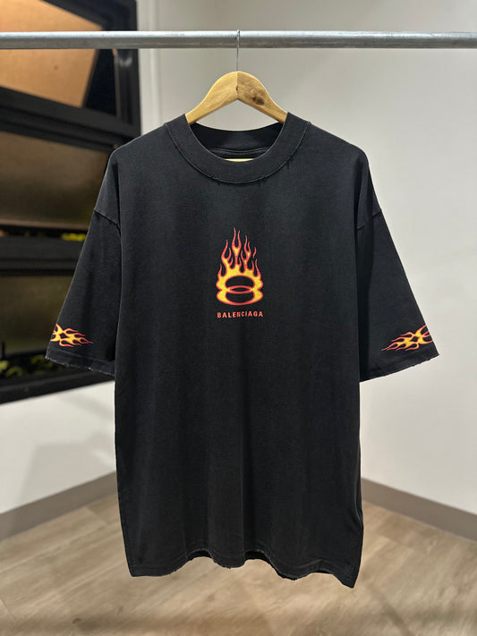 Balenciaga Burning Unity Oversized T-Shirt (Black)