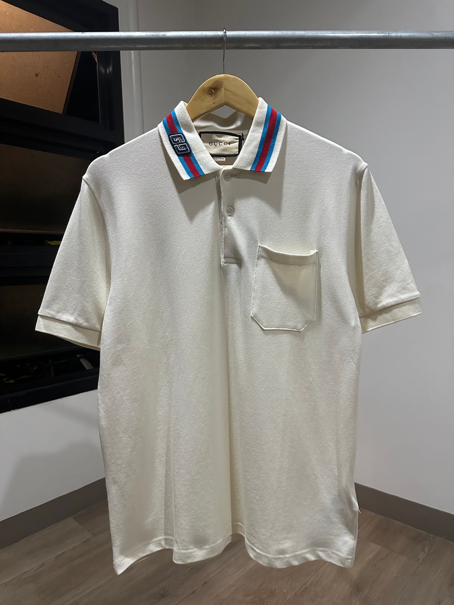 Gucci Cotton Piquet Square GG Polo Shirt (Cream)