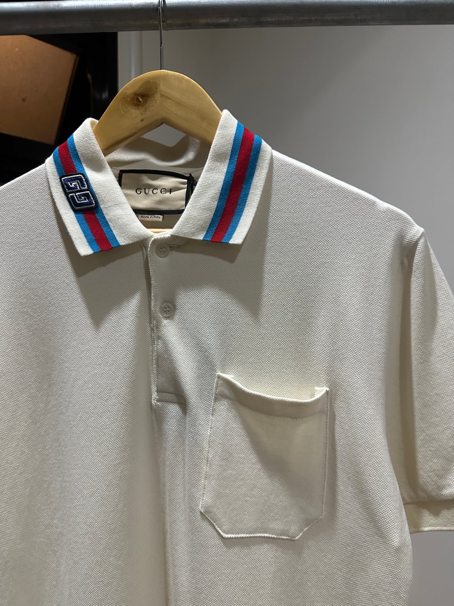 Gucci Cotton Piquet Square GG Polo Shirt (Cream)