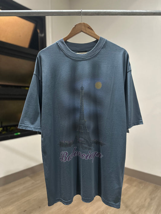 Balenciaga Moon Paris Oversized T-Shirt (Vintage Blue)