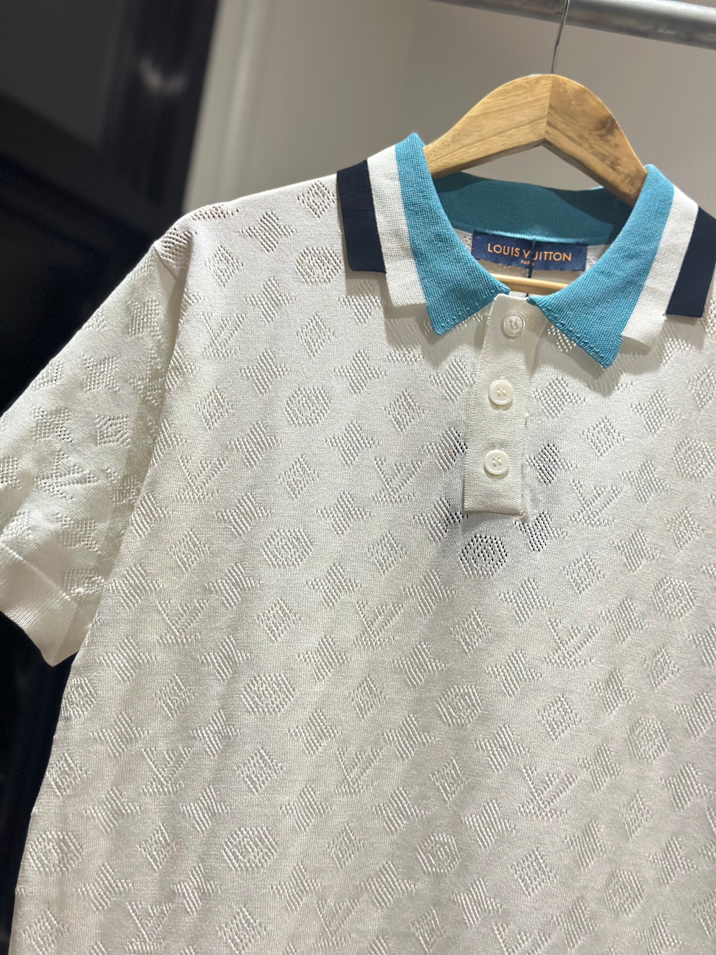 Louis Vuitton Monogram Pointelle Short Sleeved Polo Shirt