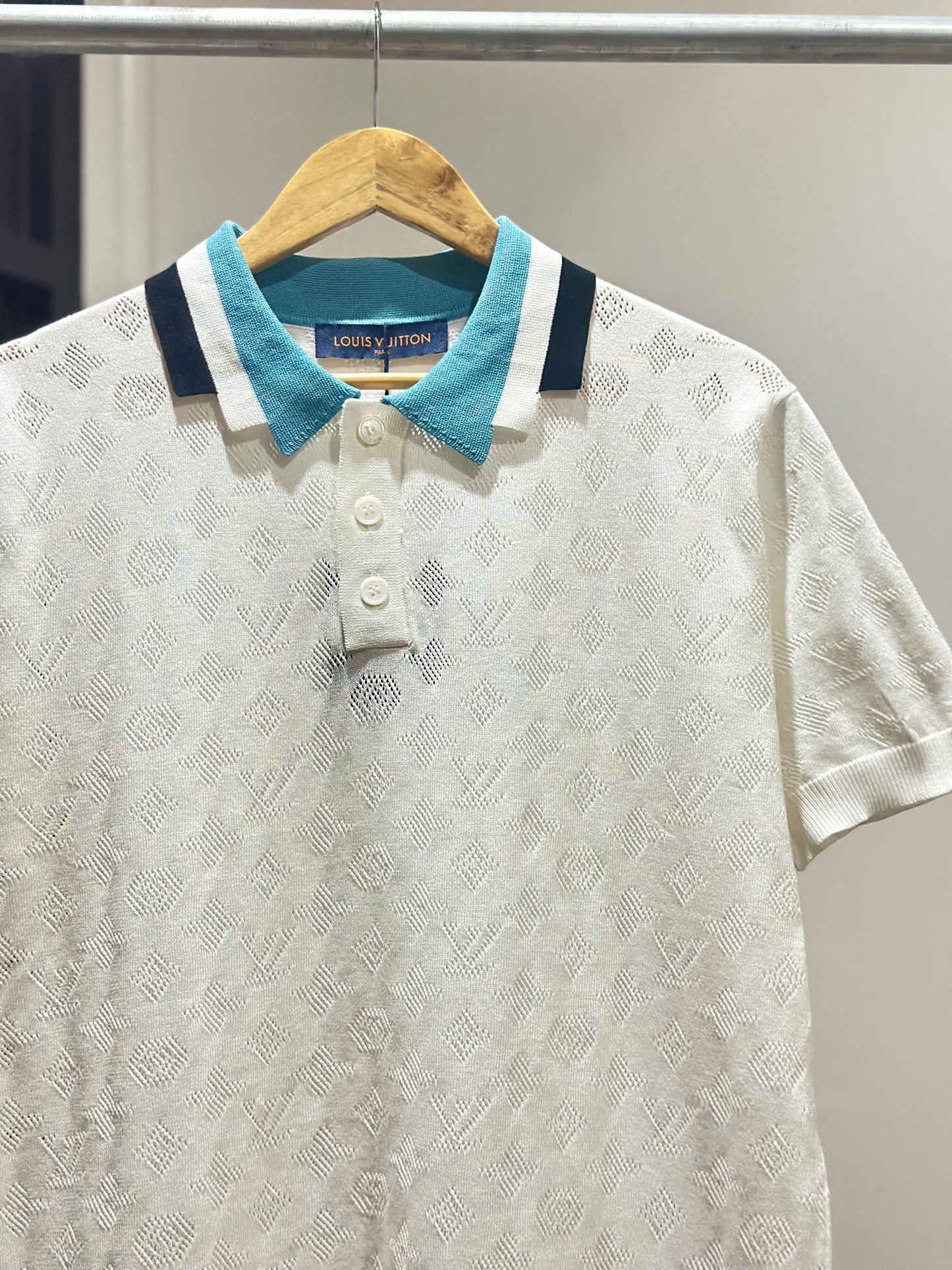 Louis Vuitton Monogram Pointelle Short Sleeved Polo Shirt