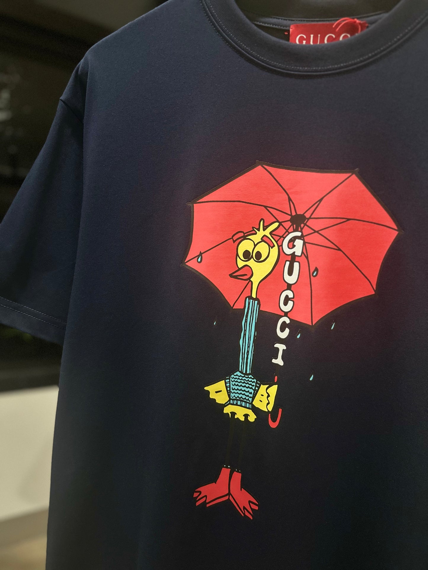 Gucci Printed Cotton T-Shirt (Navy Blue)